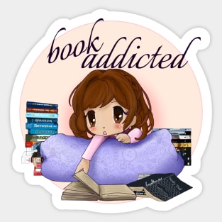 Book Addicted - Chibi anime girl - books Sticker